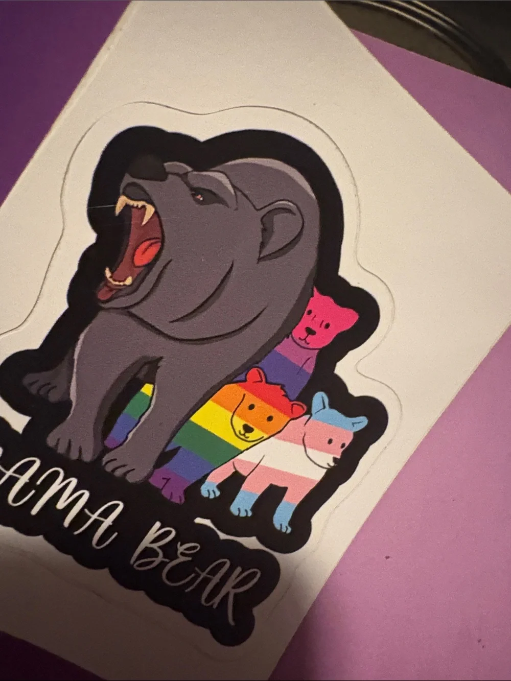 Mama Bear Wall Sticker - Multicolor Pride Bear Decal
